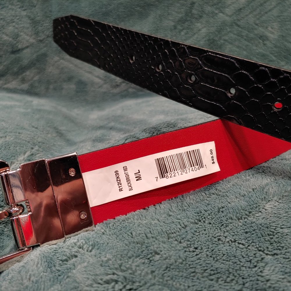 ❎SOLD❎🔥 *RARE* DKNY Men's Reversible Leather Belt, M/L, Red/Black - Picture 4 of 5